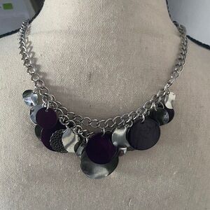 Discs Silver and Purple Charm Necklace